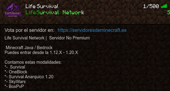 Banner Life Survival Servidor de Minecraft