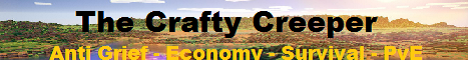 The Crafty Creeper Minecraft server banner