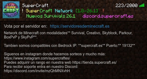 Banner SuperCraft Servidor de Minecraft