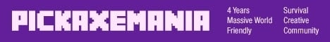 PickaxeMania Minecraft server banner